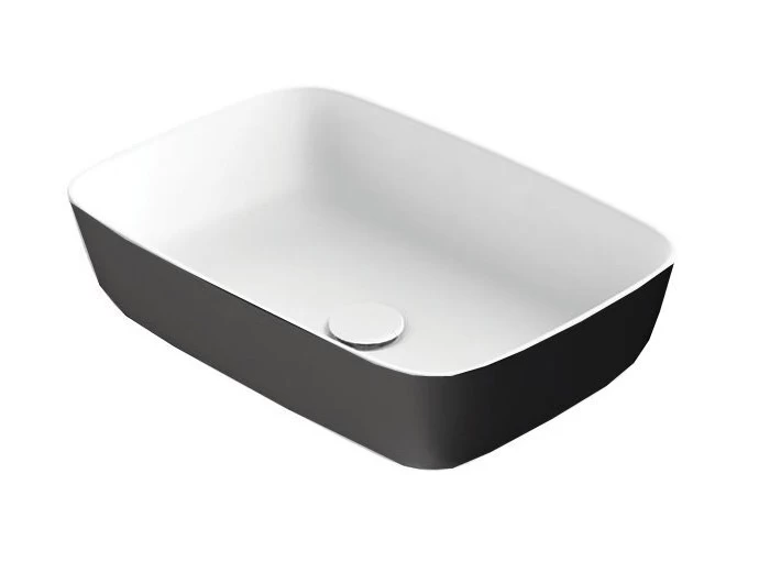 Pastatomas Xonyx™ lieto akmens praustuvas Balteco NEO R 54x38x14 cm, juodai dažyta išore