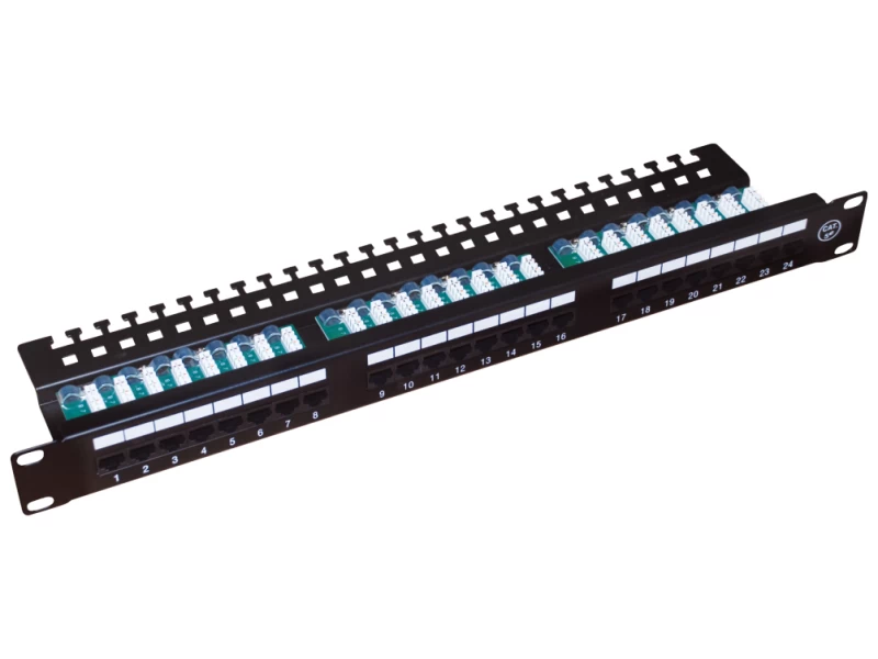 Patch panel A-LAN z półką, czarny PK013 (1U; 19; 5e; U/UTP; 24xRJ-45)