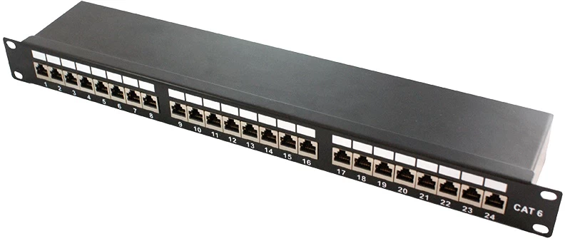 Patchpanel Cat6a 19&amp;#039; 24 Prievadai, Stp, Juodos Spalvos