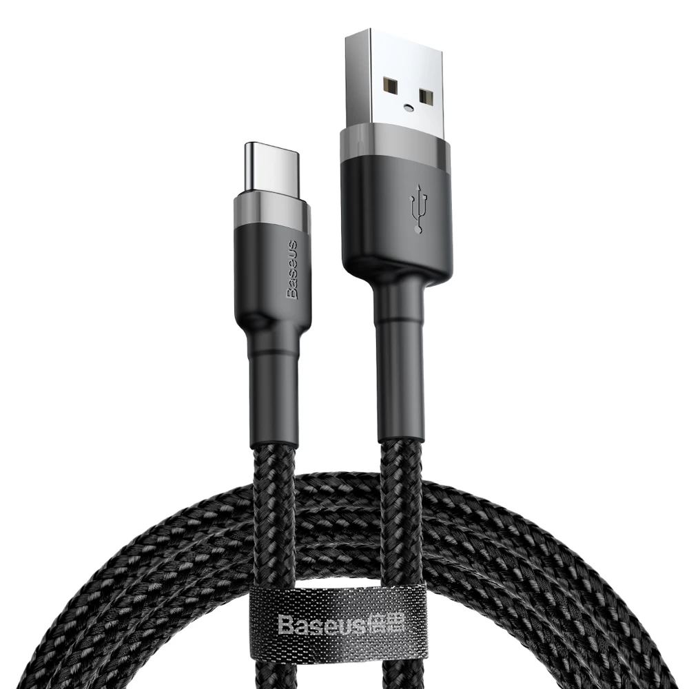 Patvarus Lankstus Kabelis Usb-c Qc3.0 2a 2m Usb Kabelis Juodai Pilkos Spalvos