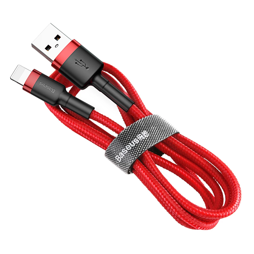 Patvarus Lankstus Usb Kabelis Iphone Lightning Qc3.0 1.5a 2m Raudonas
