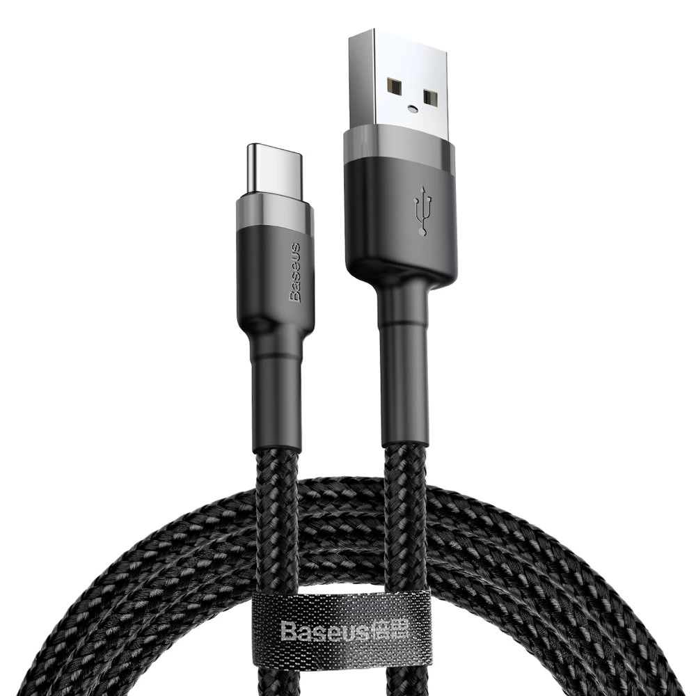 Patvarus Nailoninis Usb-c 2a 3m Usb Kabelis Juodai Pilkos Spalvos
