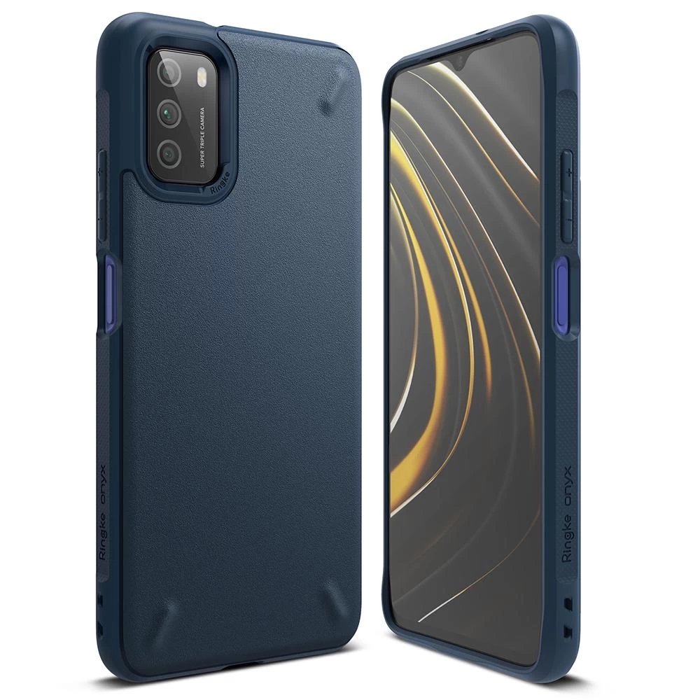 Patvarus Sustiprintas Dėklas Xiaomi Poco M3 Onyx Telefonui Tamsiai Mėlynas