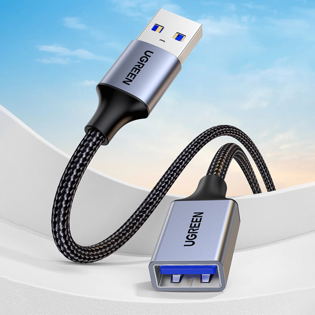 Patvarus Usb 3.0 5gb/s Kabelio Ilgintuvas 0,5 M Pilkos Spalvos