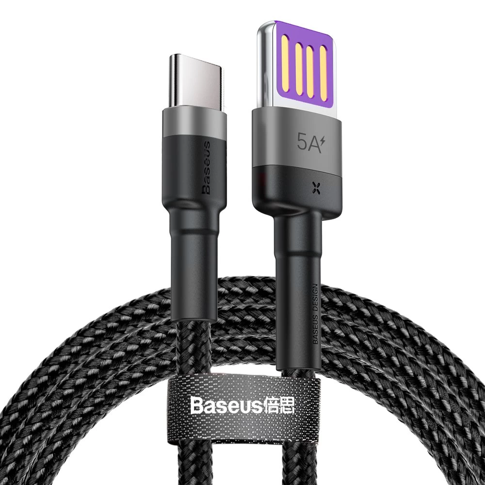 Patvarus Usb-c Kabelis Usb-c 40w Quick Charge 3.0 Qc 3.0 1 M Pilkai Juodas