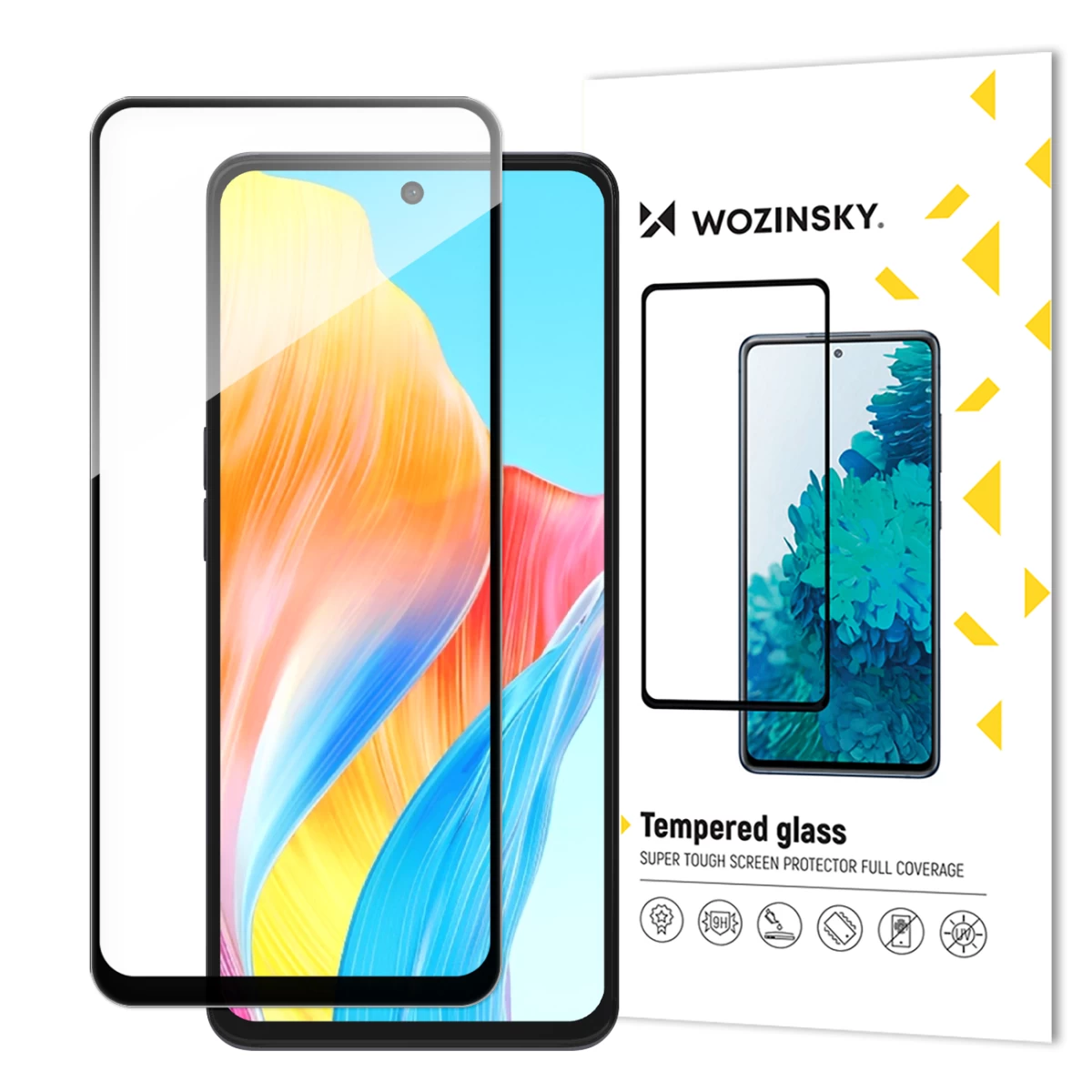 Patvarus Viso Ekrano Grūdintas Stiklas Su Rėmeliu, Skirtas Oppo A98 5g Full Glue Black