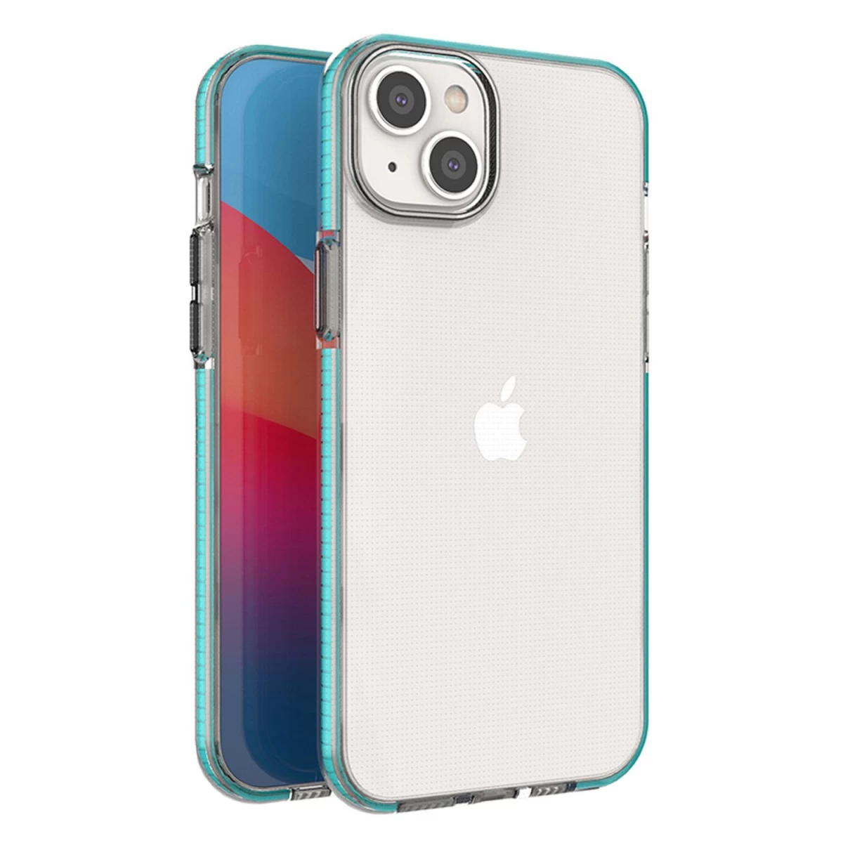 Pavasarinis Dėklas iphone 14 Plus Silikoninis Dėklas Su Rėmeliu, šviesiai Mėlynas