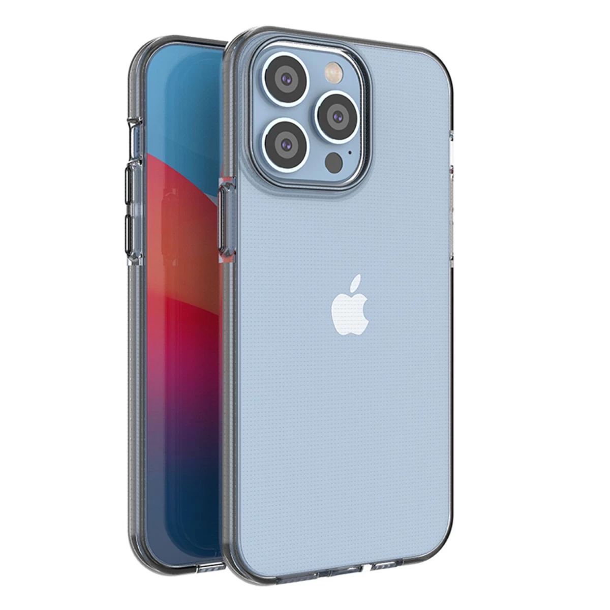 Pavasarinis Dėklas iphone 14 Pro Max Silikoninis Dėklas Su Rėmeliu, Juodas