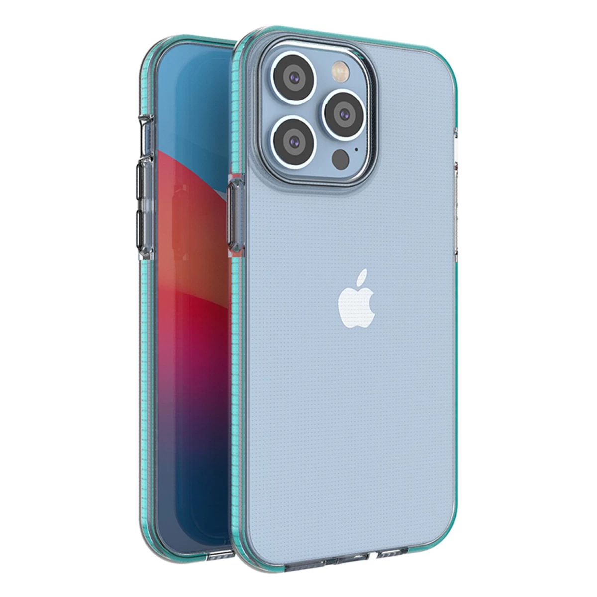 Pavasarinis Dėklas iphone 14 Pro Max Silikoninis Dėklas Su Rėmeliu, šviesiai Mėlynas
