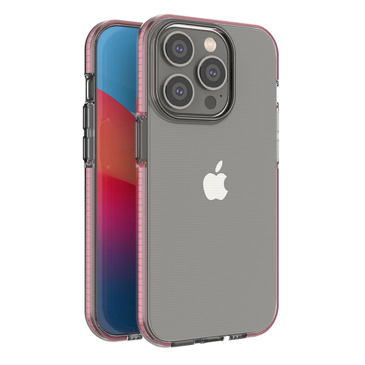 Pavasarinis Dėklas iphone 14 Pro Silikoninis Dėklas Su Rėmeliu Ryškiai Rožinės Spalvos
