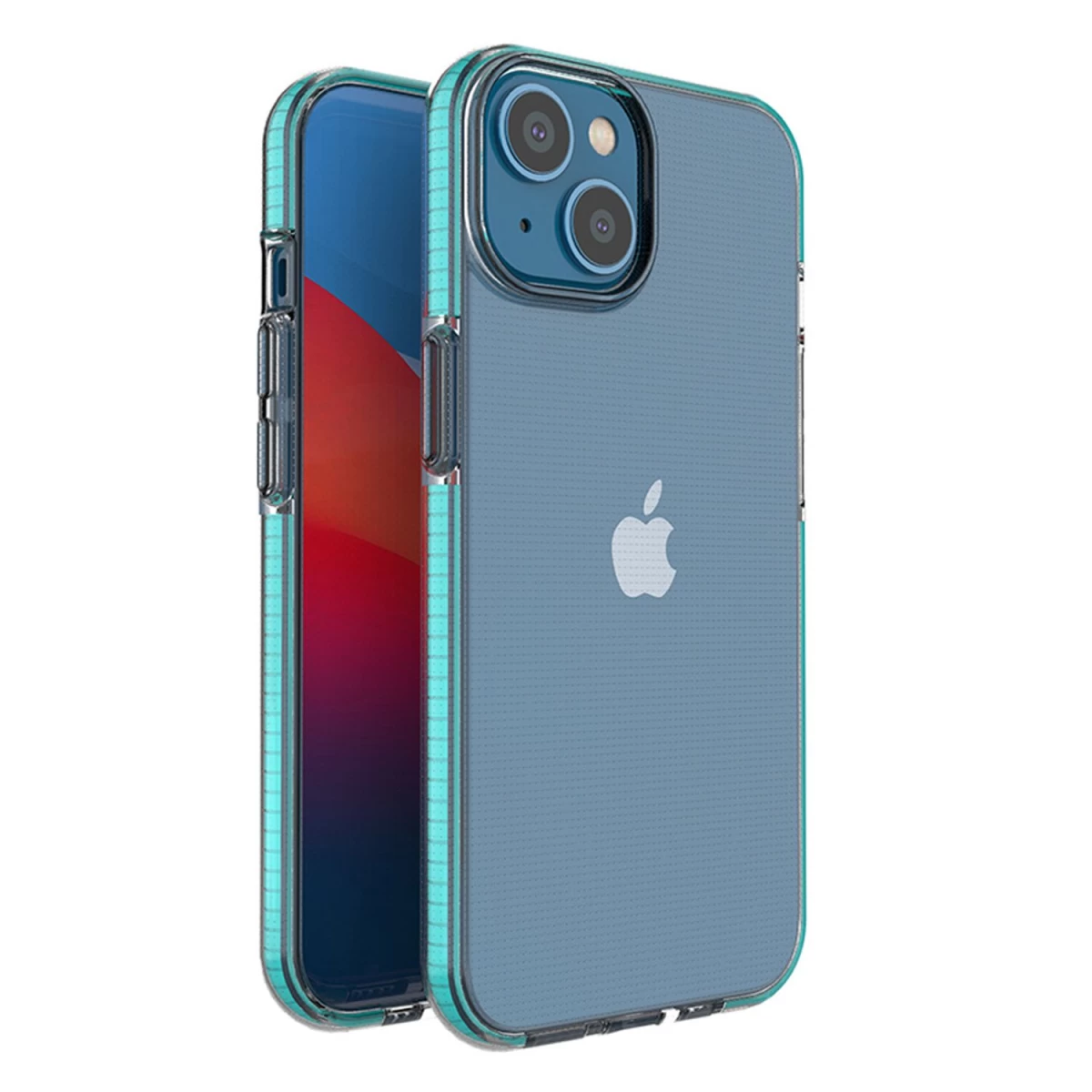 Pavasarinis Dėklas Iphone 14 Silikoninė įmautė Su Rėmeliu šviesiai Mėlyna