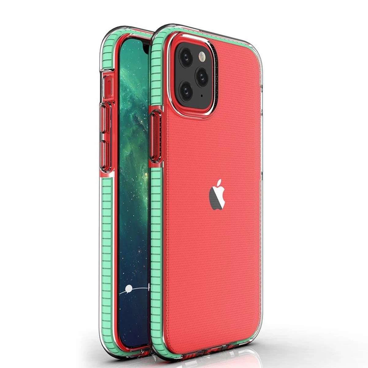 Pavasarinis Gelinis Dėklas Su Spalvotu Rėmeliu Iphone 13 Mini Mėtų Spalvos