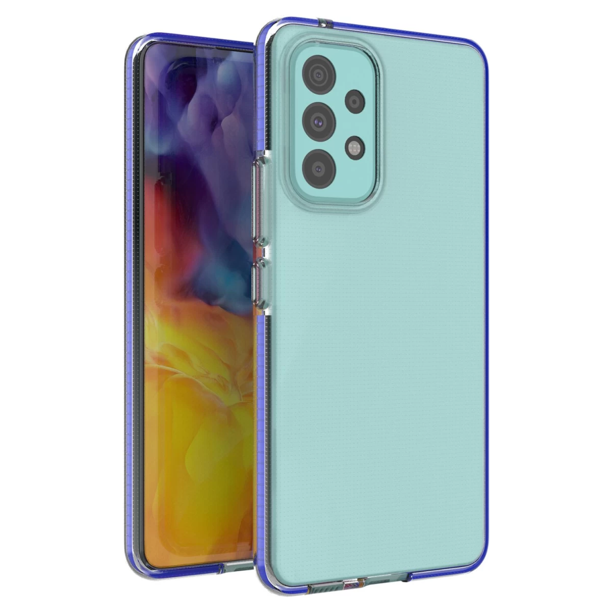 Pavasarinis Gelinis Dėklas Su Spalvotu Rėmeliu samsung Galaxy A73 - Tamsiai Mėlynas