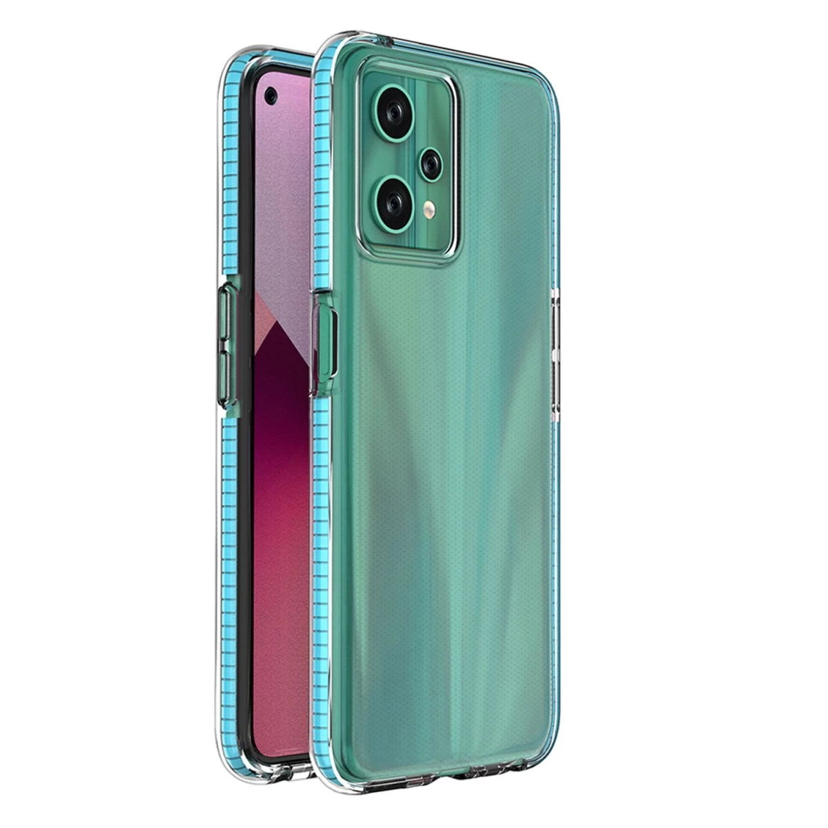 Pavasarinis Silikoninis Dėklas Realme 9 Pro Su šviesiai Mėlynu Rėmeliu