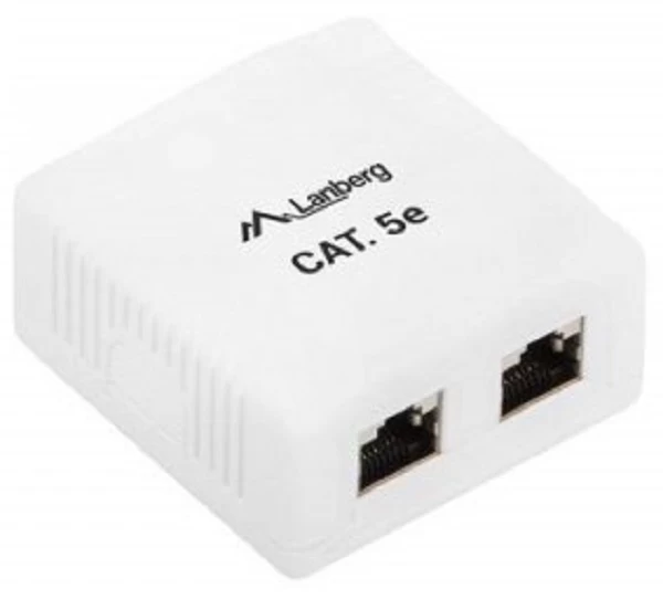 Paviršinis Lizdas 2x Rj45 Cat.5e Baltas Ekranuotas