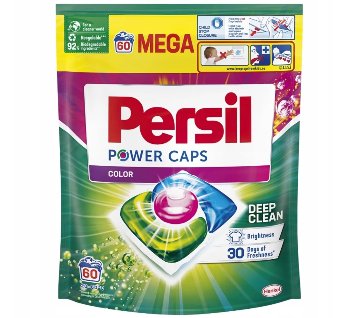 Persil Power Caps Color Skalbiklio Kapsulės, 60 Vnt.