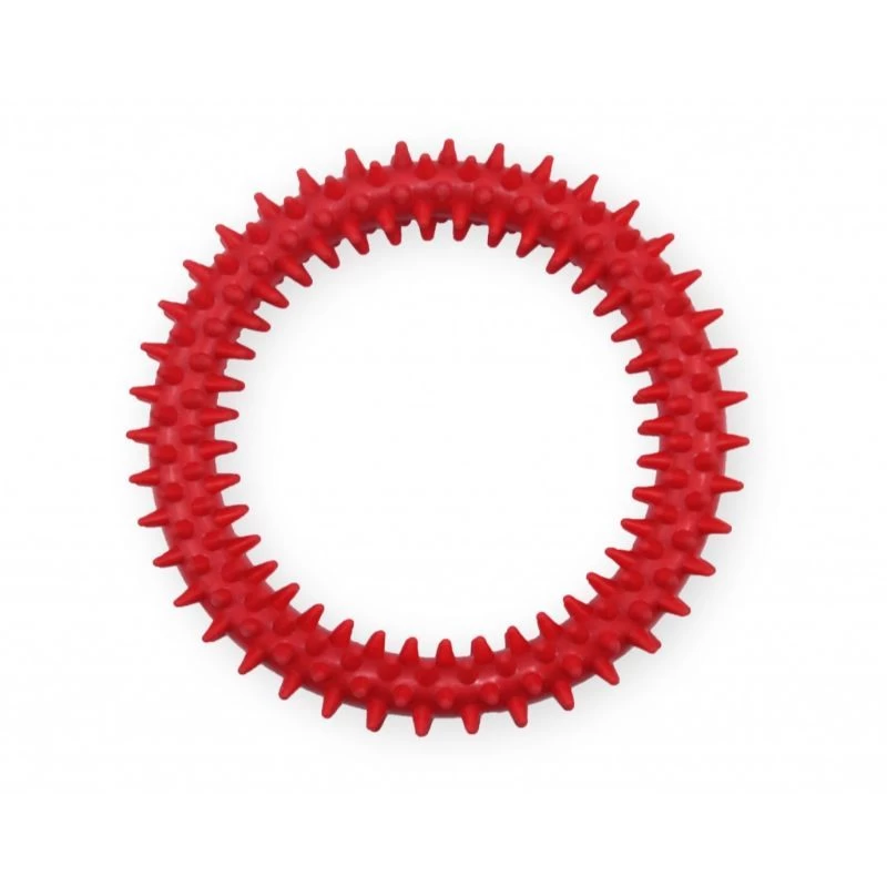 PET NOVA DENTAL raudonas spygliuotas žiedas 12.5cm 3vnt, TPR-DENTRING-RE