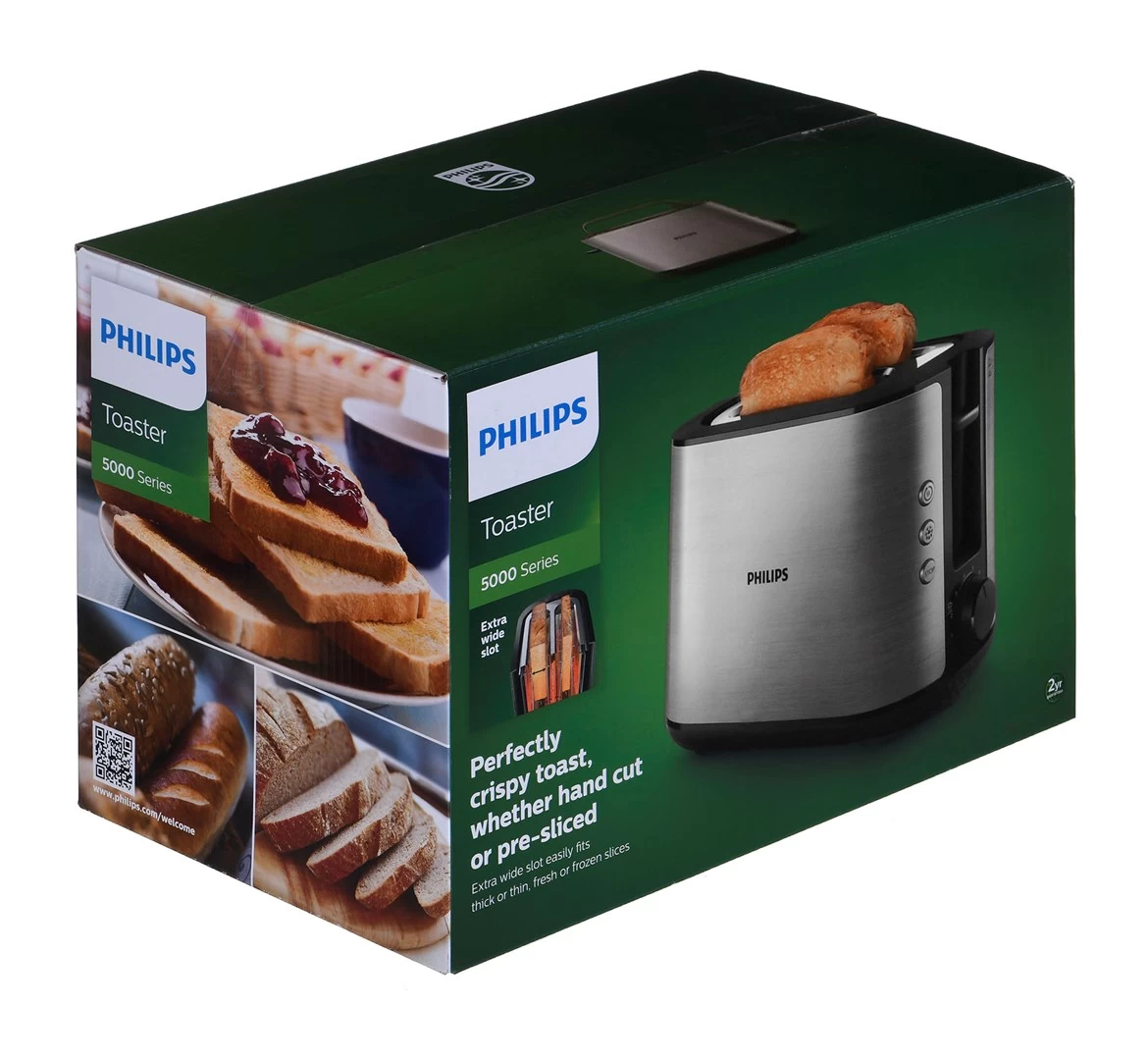 Philips Viva Collection HD2650/90 toaster 2 slice(s) 950 W Black, Stainless steel