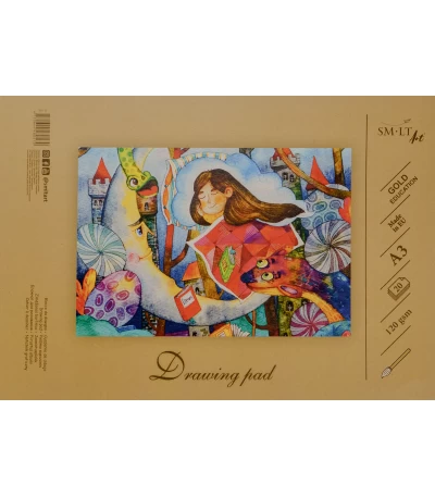 Piešimo sąsiuvinis SMLT, A3, 120 g, klijuotas, (20) 0708-203