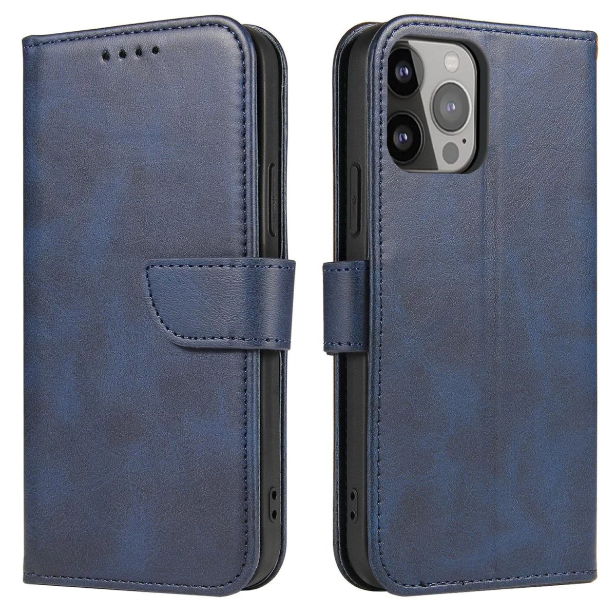 Piniginės Atverčiamas Dėklas Su Stovu Iphone 15 Plus Magnet Case - Mėlynas