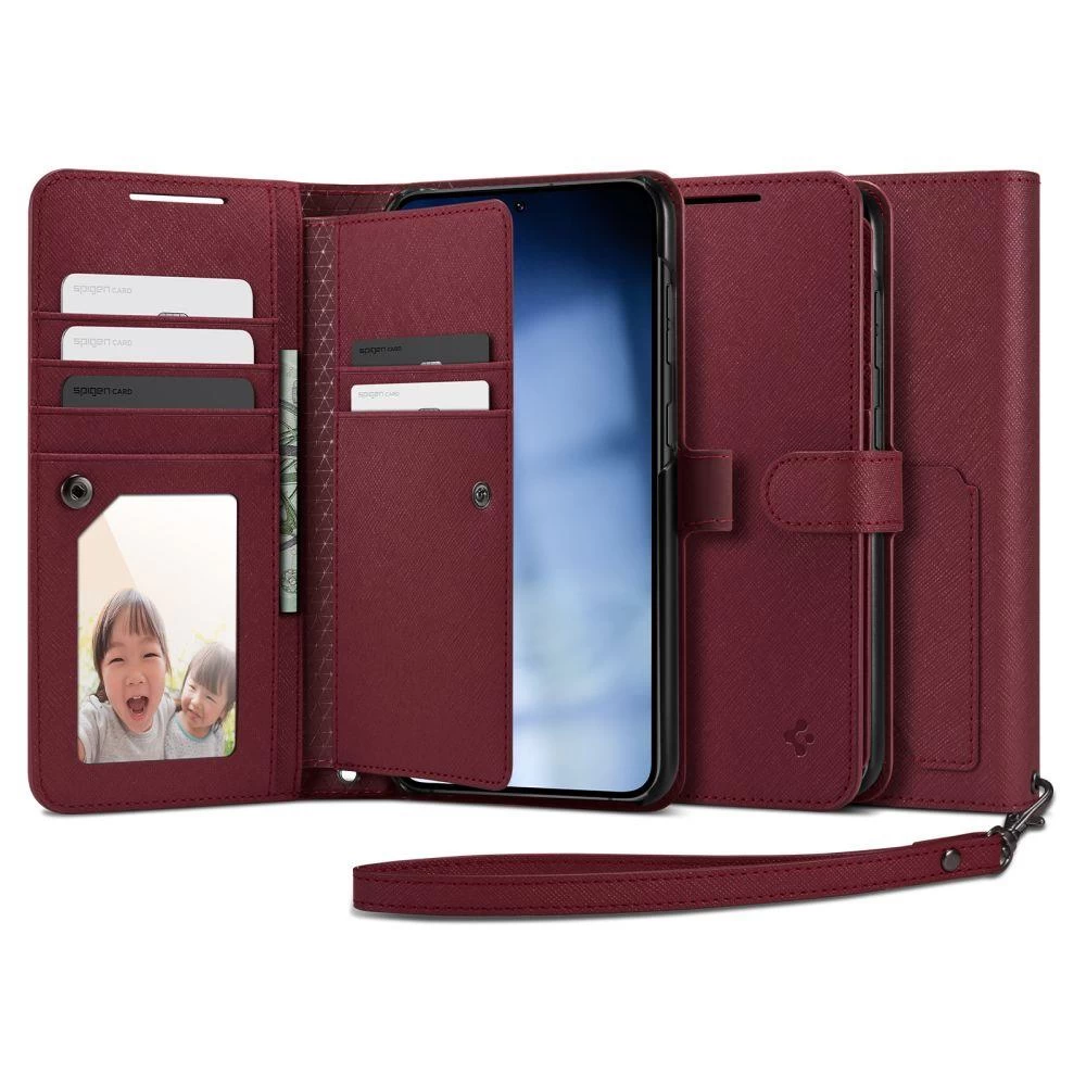 Piniginės Dėklas Su Pinigine Ir Kortelių Lizdu Galaxy S23+ Piniginė S Plus Bordo Spalvos