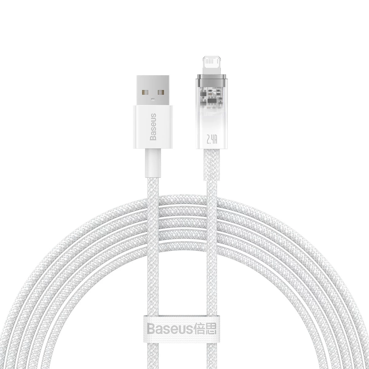 Pintas iphone Explorer Serijos Usb - lightning 2.4a 2 M Baltas Kabelis