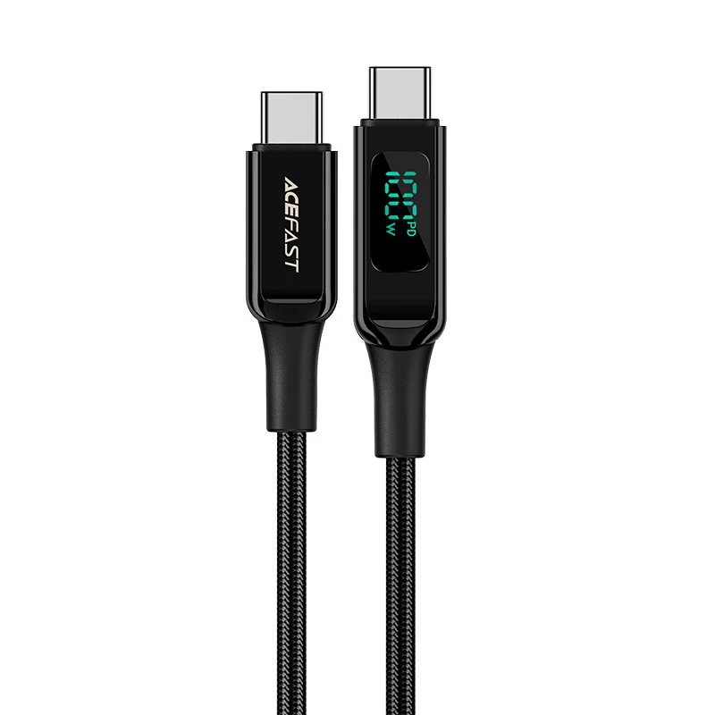 Pintas Kabelis Su Led Ekranu Usb-c 100w 20v 5a 2 M Juodas