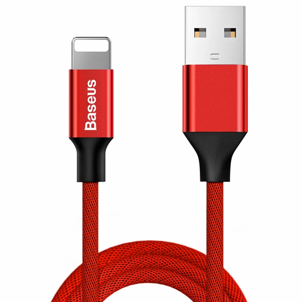 Pintas Tekstilės Kabelis Usb - Iphone Lightning 1,8 M - Raudonas
