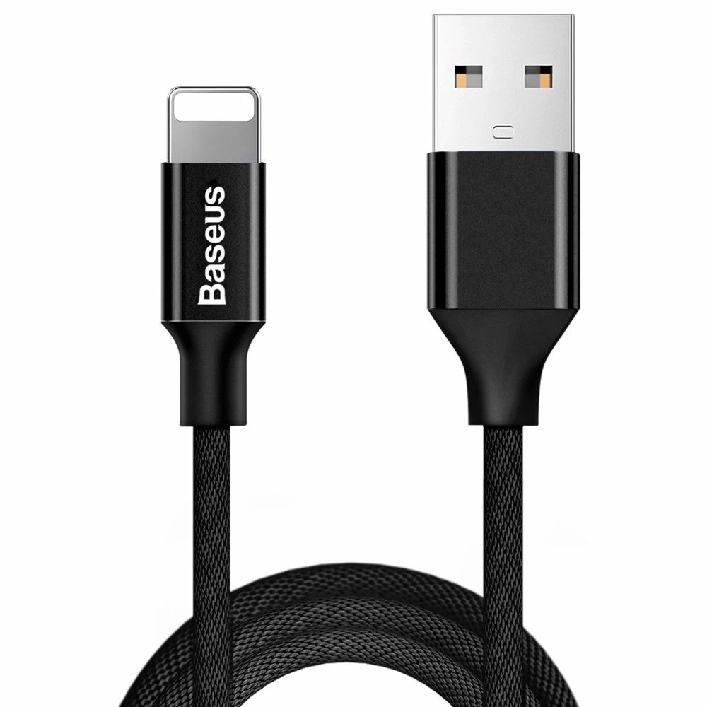 Pintas Tekstilinis Usb - iphone Lightning 1,8 M Ilgio Kabelis - Juodas