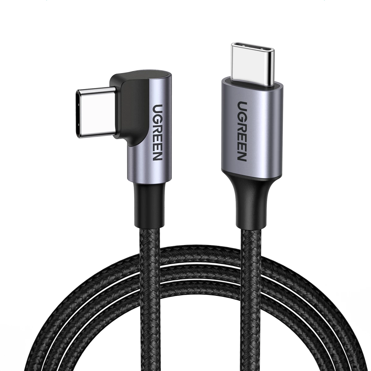Pintas Usb-c Kampinis Kabelis 480mbps 0,5 M Juodas/pilkas