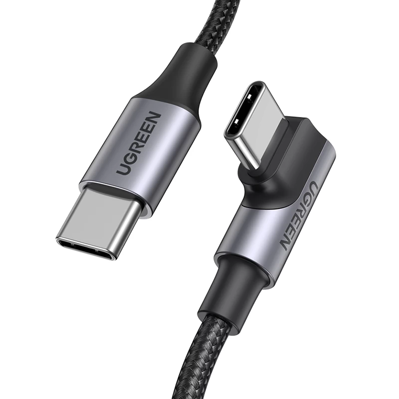 Pintas Usb-c Kampinis Kabelis 480mbps 2 M Juodas/pilkas