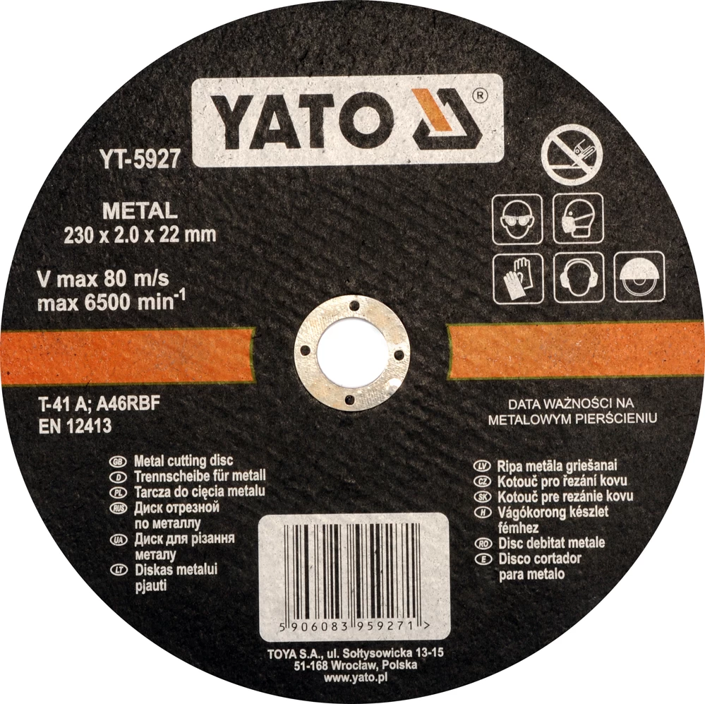 Pjovimo diskas metalo pjaustymui | 230x2,0x22 mm (YT-5927) Pjovimo diskas metalo pjaustymui | 230x2,0x22 mm (YT-5927)