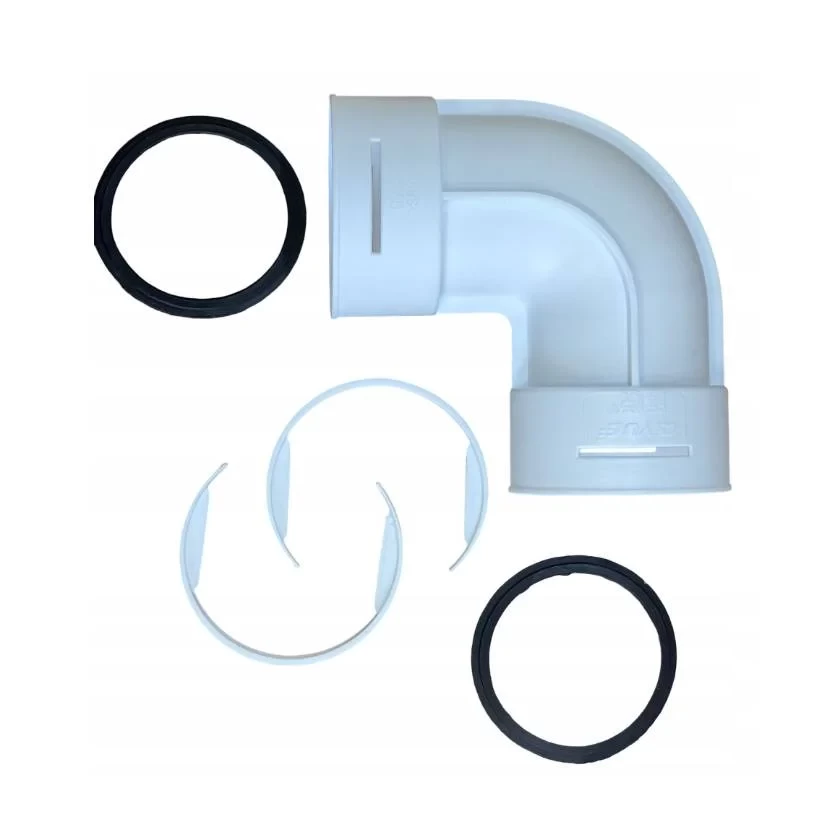 Plastikinė 90° alkūnė lanksčiam ortakiui D75mm