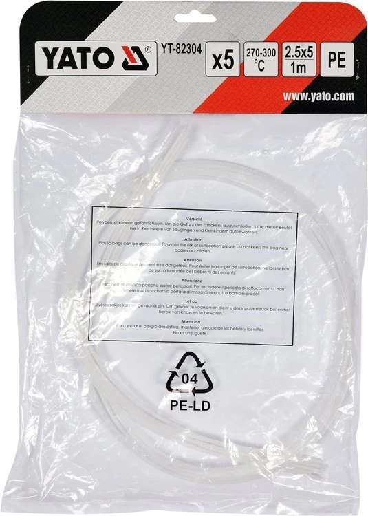 Plastiko suvirinimo juosta | polietilenas (PE) | 2.5X5 mm | 5х1m / 5 vnt. (YT-82304)