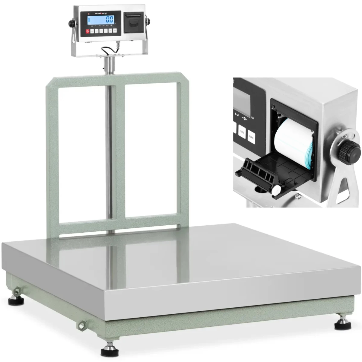 Platforminės Svarstyklės Su Lcd Etikečių Spausdintuvu 100 X 100 Cm 1000 Kg / 100 G Platforminės Svarstyklės Su Lcd Etikečių Spausdintuvu 100 X 100 Cm 1000 Kg / 100 G
