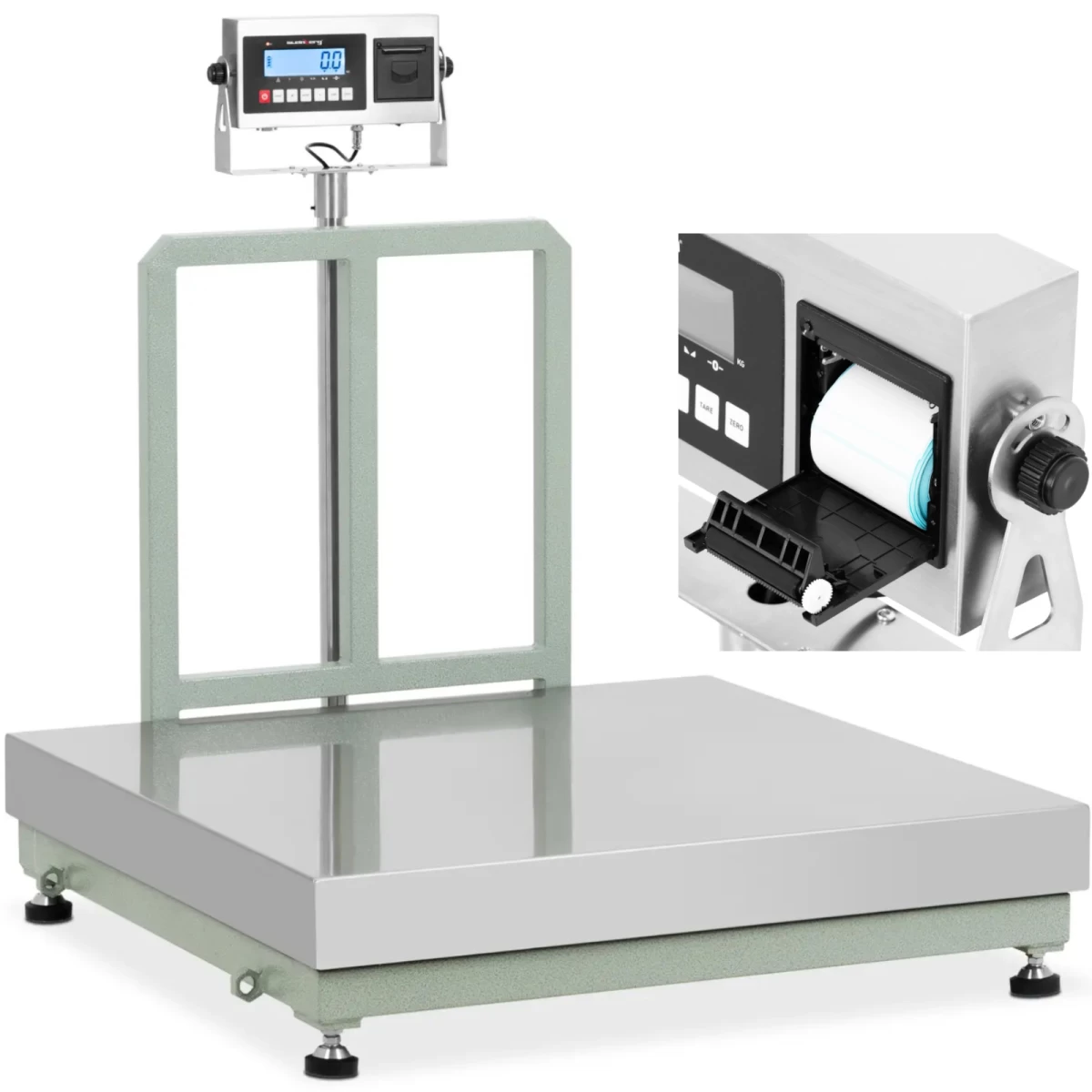Platforminės Svarstyklės Su Lcd Etikečių Spausdintuvu 100 X 100 Cm 600 Kg / 50 G Platforminės Svarstyklės Su Lcd Etikečių Spausdintuvu 100 X 100 Cm 600 Kg / 50 G