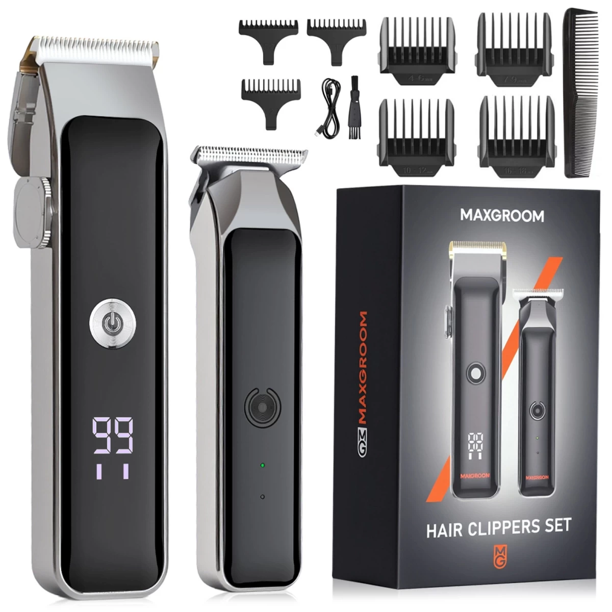 Plaukų Kirpimo Mašinėlė Su Trimeriu 7 Priedai Led Usb-c - Rinkinys