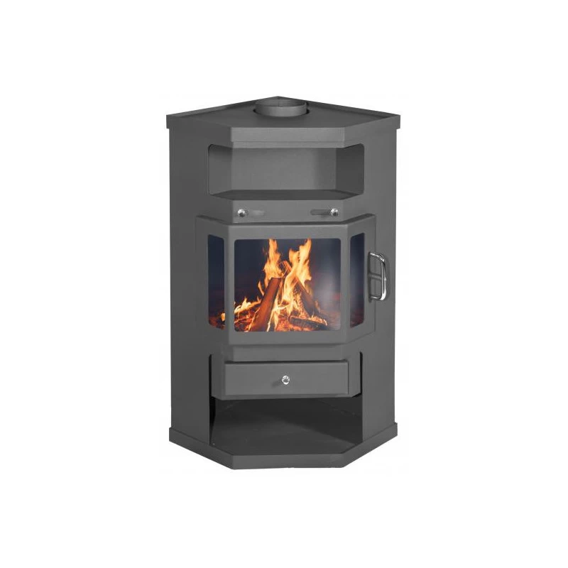 Plieninė kampinė krosnelė Victoria Panorama, 9-14 kW