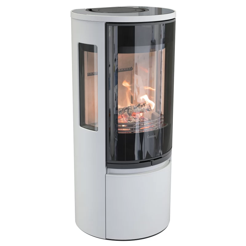 Plieninė krosnelė Nibe Contura C510:2 G Style, balta, 3 - 7 kW