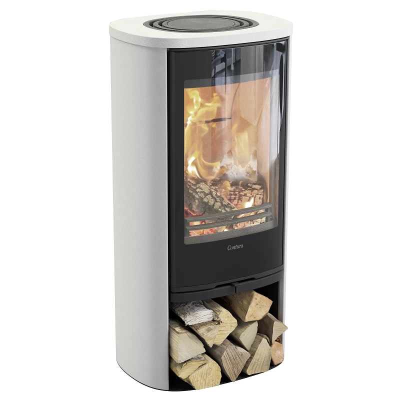 Plieninė krosnelė Nibe Contura C810G:1 Style, balta, 3 - 7 kW