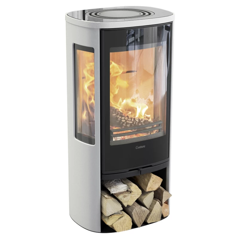 Plieninė krosnelė Nibe Contura C856G:2 Style, balta, 3 - 7 kW