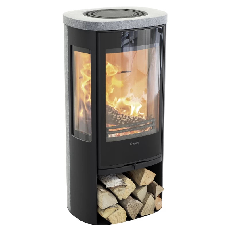 Plieninė krosnelė Nibe Contura C856TG Style, juoda, 3 - 7 kW