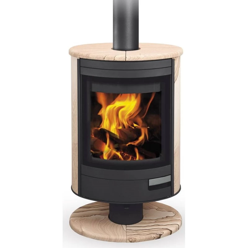 Plieninė krosnelė Romotop Stromboli N04, smėlio akmens apdaila