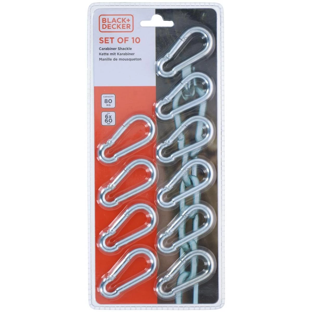 Plieninis Karabinas, 10 Vnt., „black + Decker“
