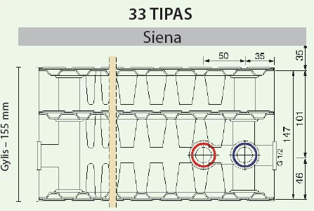 Plieninis radiatorius GALANT UNI 33UNI-35-0600, universalus prijungimas