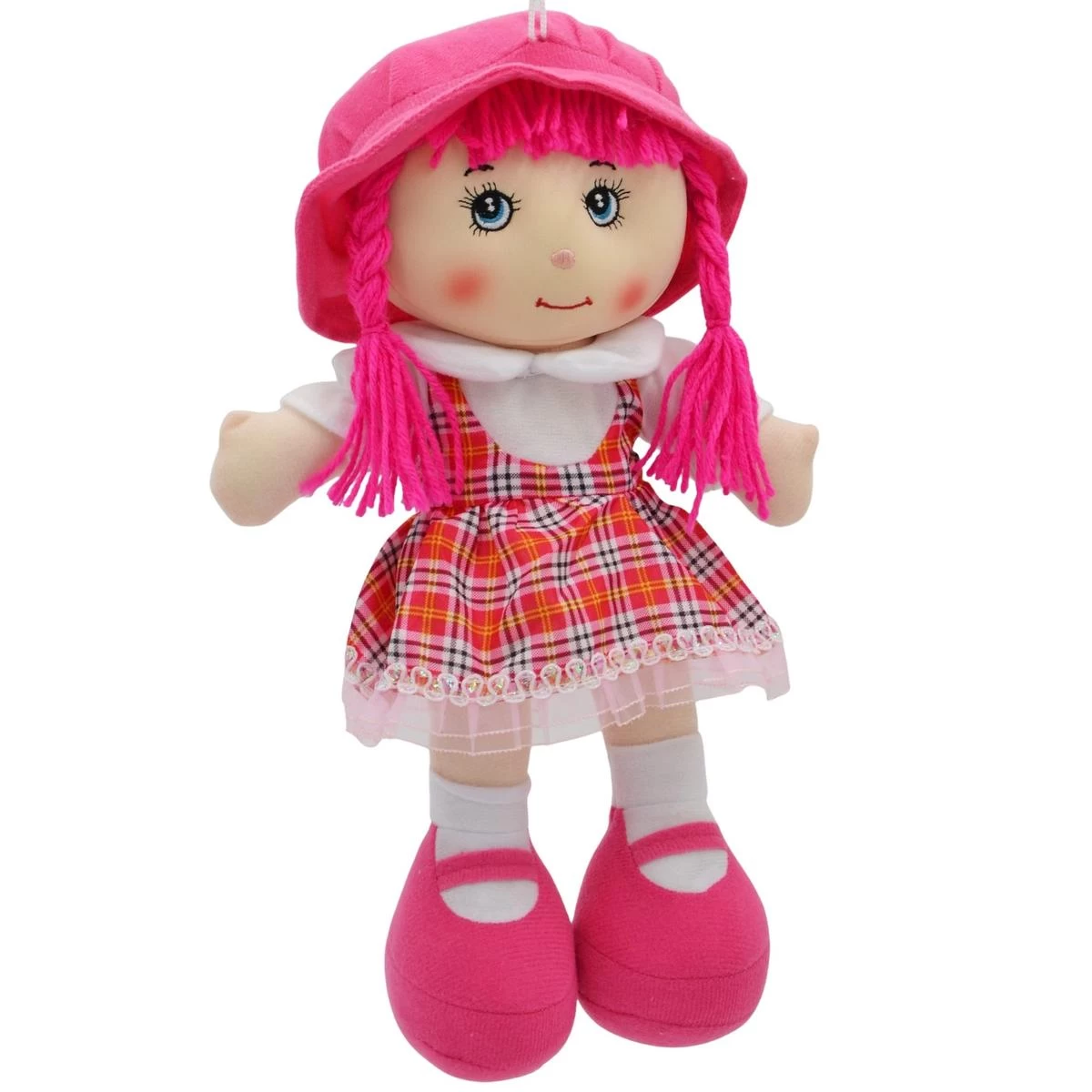 Pliušinė Skudurinė Lėlė Su Garsu - Tamsiai Rožinė