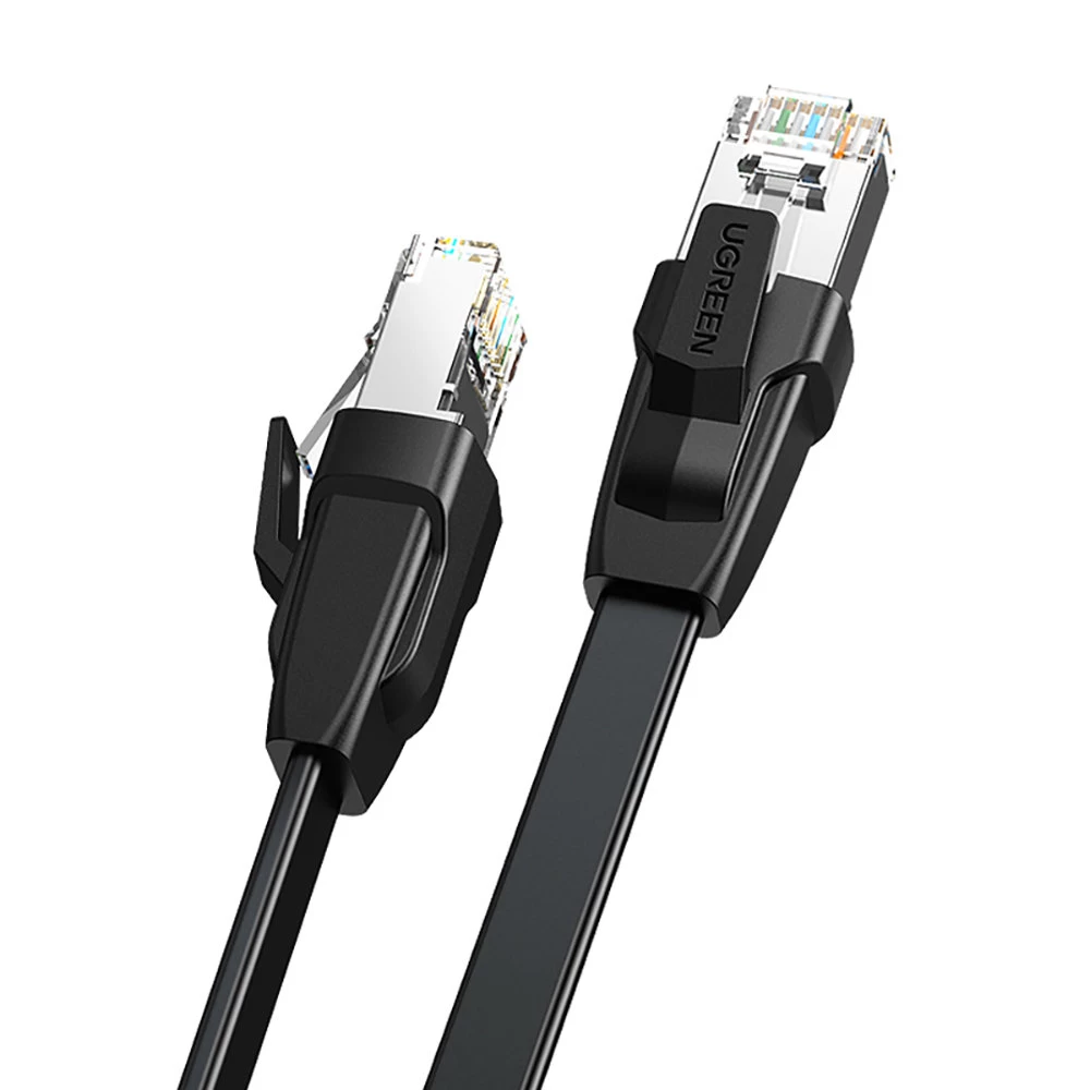 Plokščias Lan Ethernet Kabelis Cat.8 U/ftp 2 M Juodas