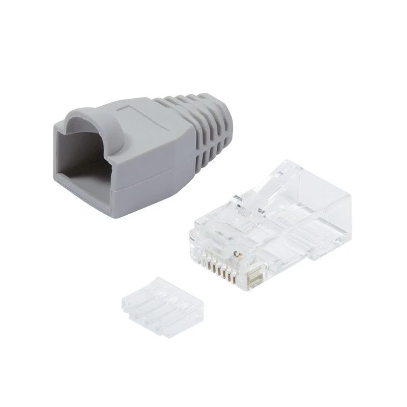 Plug connector CAT.6 100 pcs RJ45 unshielded gra
