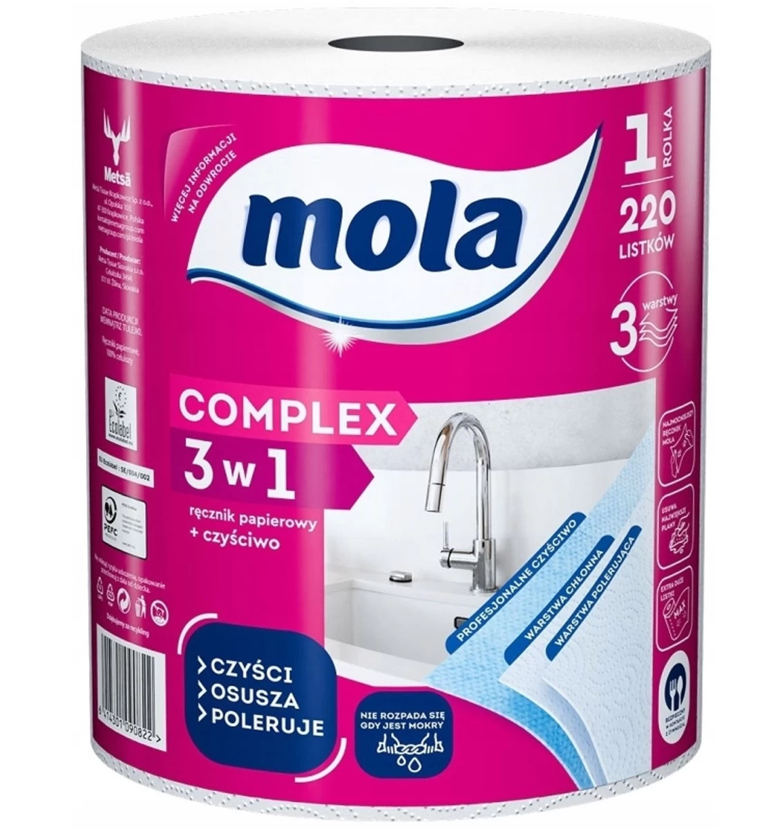 Popieriniai Rankšluosčiai mola Complex 3-in-1, 1 Ritinėlis