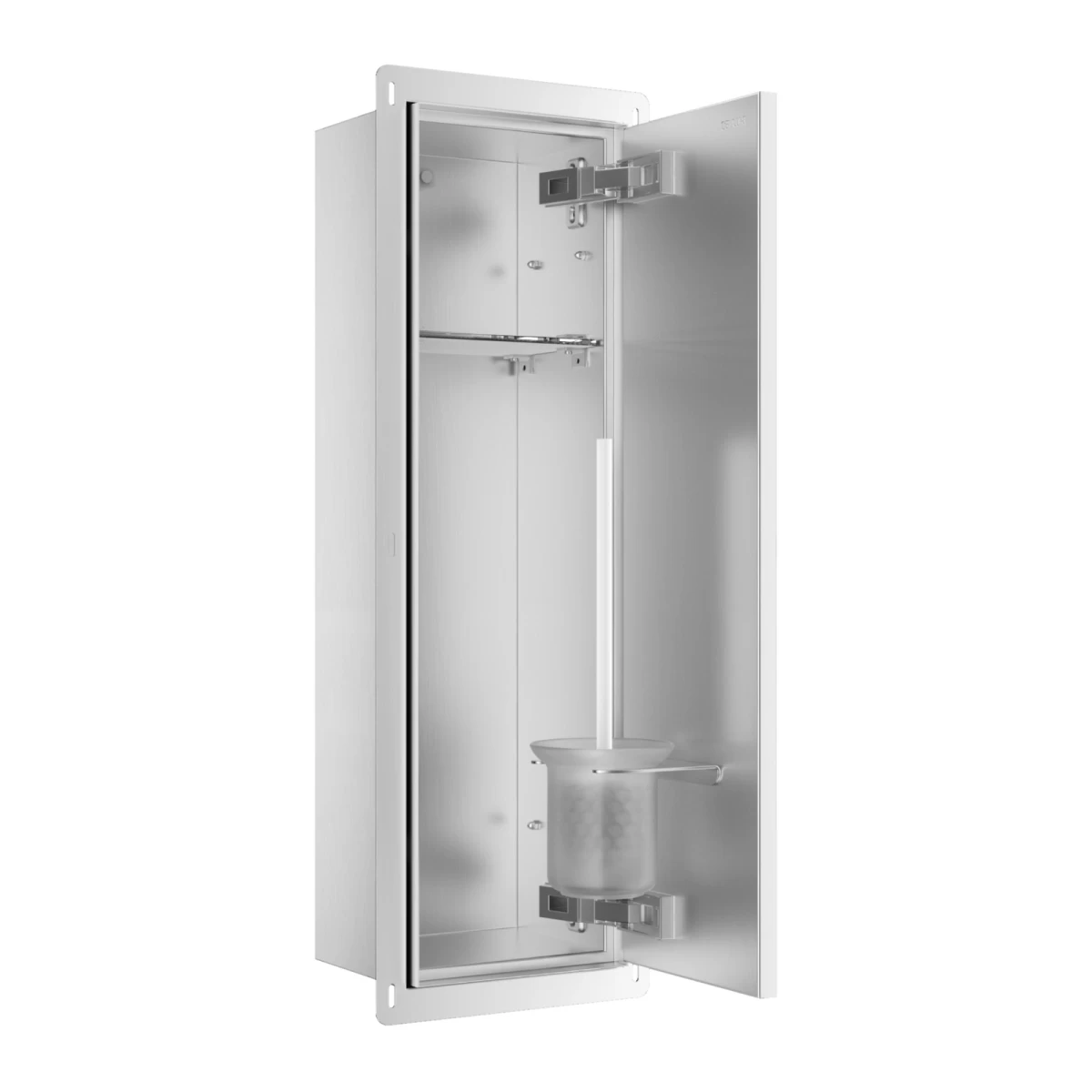 Potinkinė WC šepečio lentyna Balneo Wall Box Brush L Right - dešinės pusės, įklijuojamai plytelei, nerūdijantis plienas B0401060108-02
